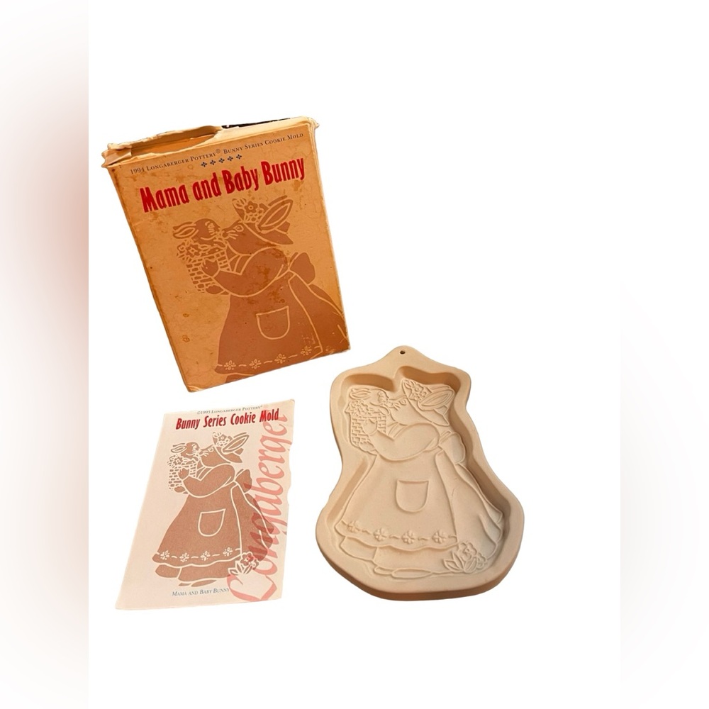 Vintage Longaberger Pottery Mama And Baby Bunny Cookie Chocolate Ornament Mold